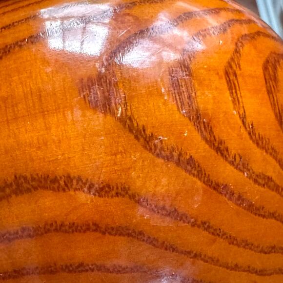 Vintage Hand Turned Wood Vase Lacquered Handmade Rustic Planter Glossy 5” - Picture 7 of 9